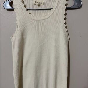 Marled Ivory Scallop Edge Tank Top